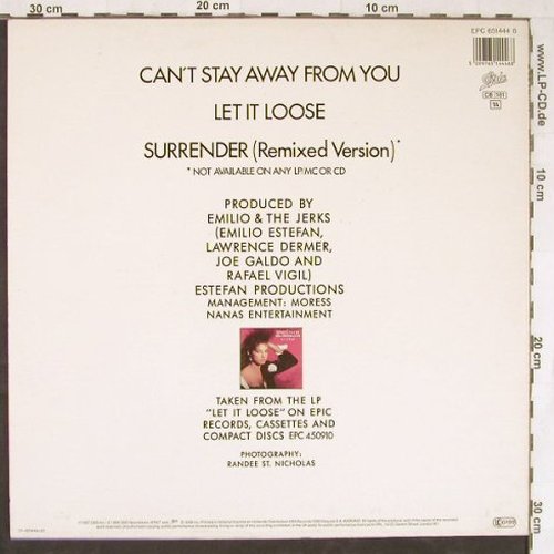 Estefan,Gloria & Miami Sound Machin: Can't Stay Away From You+2, Epic(651444 6), NL, 1988 - 12inch - E4648 - 3,00 Euro