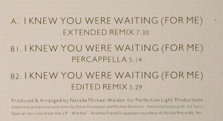 Franklin,Aretha & George Michael: I Knew You Were Waiting(For Me)*3, Epic(650253 6), NL, 1986 - 12inch - F1293 - 1,50 Euro
