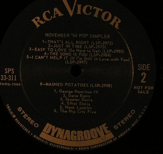 V.A.November '64: Pop Sampler,Promo,No Cover, RCA Victor(SPS 33-311), US, 1964 - LP - F4612 - 7,50 Euro
