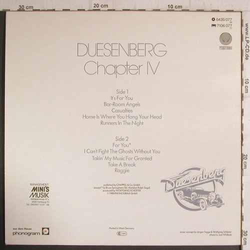 Duesenberg: Chapter IV, +7" Like a Hurricane, Vertigo(6435 077), D, 1980 - LP - F6805 - 9,00 Euro