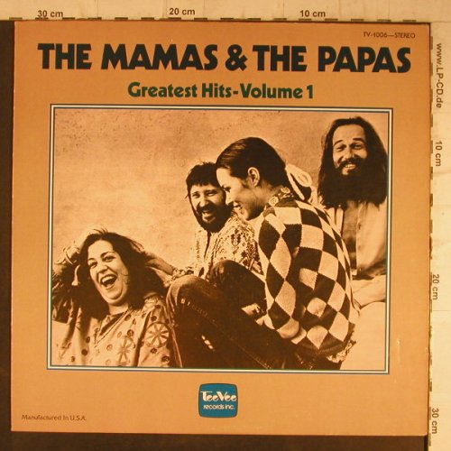 Mamas & Papas: Greatest Hits Vol.1, TeeVee Rec.(TV-1006), US, 1977 - LP - F8230 - 5,00 Euro