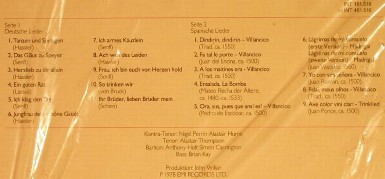 King's Singers: Deutsche u.Spa.Lieder d.Renaissance, Aves(INT 161.516), D, FS-New, 1979 - LP - H1361 - 12,50 Euro
