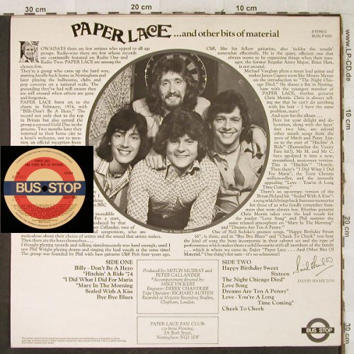 Paper Lace: ...and other bits of Material, Bus Stop(BUSLP 8001), UK, 1974 - LP - H3815 - 6,50 Euro