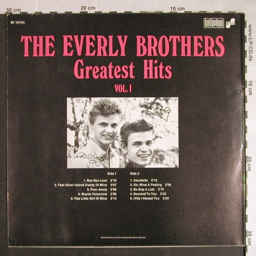 Everly Brothers: Greatest Hits Vol.1, Bellaphon(BI 15124), D,  - LP - H474 - 7,50 Euro