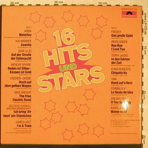 V.A.16 Hits und Stars: Abba(deutsch)...Karel Gott, Polydor(2417 102), D, 1974 - LP - H5057 - 4,00 Euro