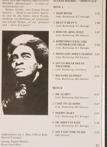 Holmes,Eugene: Spirituals, m-/vg+, Schubert Record(102), D, 1988 - LP - H6890 - 4,00 Euro