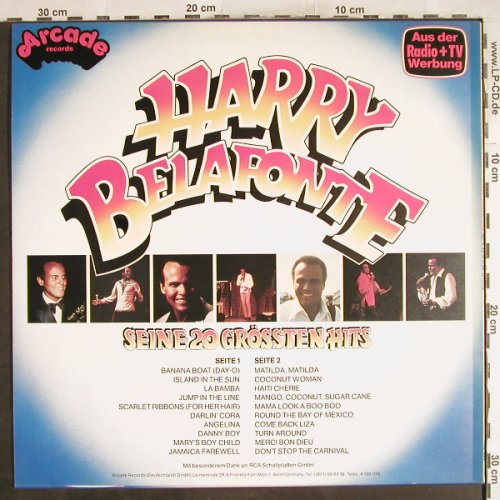 Belafonte,Harry: Seine 20 Größten Hits, Arcade(ADE G 26), D,  - LP - H7322 - 5,50 Euro