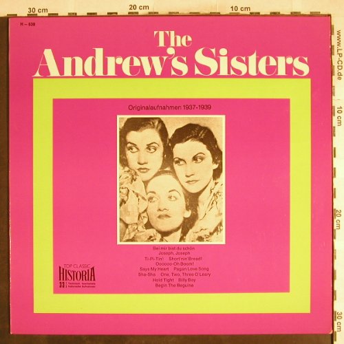 Andrews Sisters: Originalaufnahmen 1937-1939, Historia(H-638), D,  - LP - H7348 - 5,50 Euro