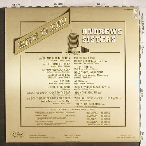 Andrews Sisters: Music On Gold, Foc, Ri, Capitol(2S068-85413), F, 1976 - LP - H7354 - 5,50 Euro