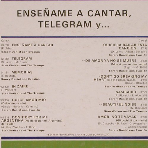 V.A.Ensename a Cantar Telegram y...:&nbsp;Sara y Daniel con Evasion,St.Walker, Impacto (EL 288), E,vg+/vg+ Typ:&nbsp;LP Best.-Nr.:&nbsp;H8691 Preis:&nbsp; 2,00 Euro