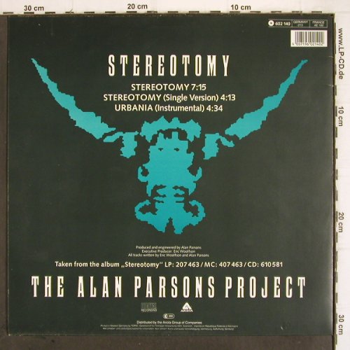 Parsons Project,Alan:&nbsp;Stereotomy*2 / Urbania (Instr.), Arista (602 140-213), D, 1986 Typ:&nbsp;12" Best.-Nr.:&nbsp;V150 Preis:&nbsp; 3,00 Euro