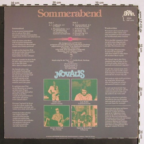 Novalis: Sommerabend, Ri, m-/vg+, Brain, Ri (1087), D, 1976 Typ: LP Best.-Nr.: V1907 Preis: 7,50 Euro