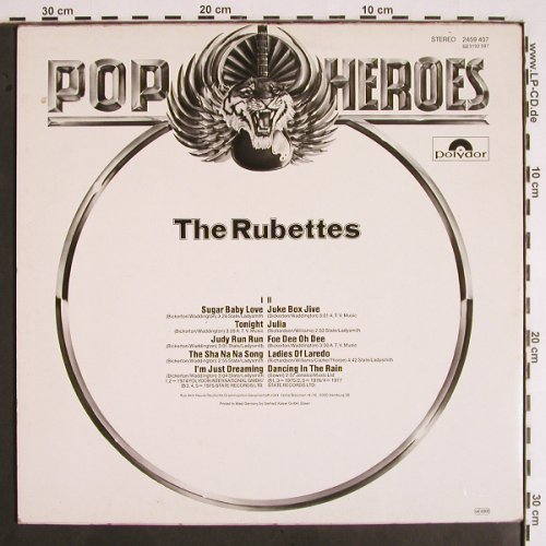 Rubettes: Pop Heroes, Polydor (2459 407), D, 1981 Typ: LP Best.-Nr.: V1910 Preis: 5,00 Euro