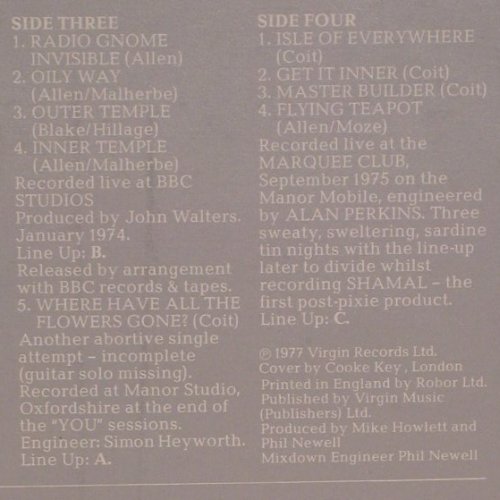 Gong: Live etc., m--/vg+, Virgin / VGD3501 (25 033 XBU), D/UK, 1977 Typ: 2LP Best.-Nr.: V1955 Preis: 15,00 Euro