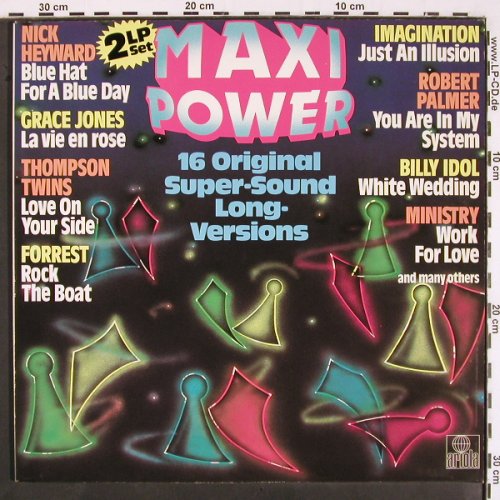 V.A.Maxi Power: 16 orign. Super-Sound Long Versions, Ariola (601 122-321), D, 1983 Typ: 2LP Best.-Nr.: V2001 Preis: 7,50 Euro