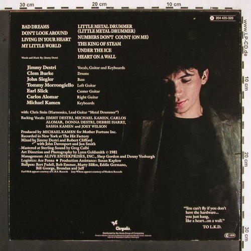Destri,Jimmy: Heart on a Wall (Keyborder Blondy ), Chrysalis (204 425-320), D, 1981 Typ: LP Best.-Nr.: V2026 Preis: 9,00 Euro