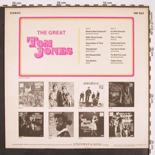 Jones,Tom: The Great (1969), Decca Musik für Alle (ND 263), D, Ri Typ: LP Best.-Nr.: V2167 Preis: 6,00 Euro
