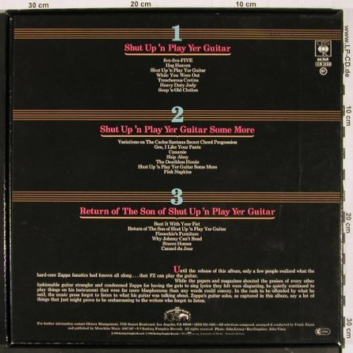 Zappa,Frank: Shut Up'n Play Yer Guitar,Box, CBS,words on innersleeve (66368), NL, 1981 Typ: 3LP Best.-Nr.: V3173 Preis: 25,00 Euro