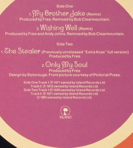 Free: My Brother Jake+3, Island (868 155-1), D, 1991 Typ: 12" Best.-Nr.: V3296 Preis: 5,00 Euro