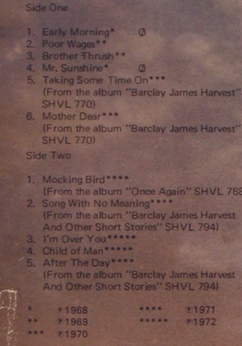 Barclay James Harvest: Early Morning Onwards(68-72) m-/VG+, EmiDiscCrystal(048 CRY 50 798), D,  - LP - V3556 - 5,00 Euro