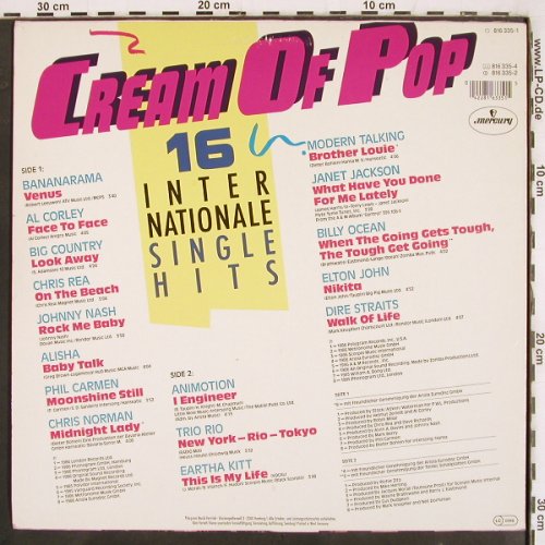 V.A.Cream of Pop: 16 Internationale Single Hits, Mercury(816 335-1), D, 1986 - LP - V3576 - 4,00 Euro
