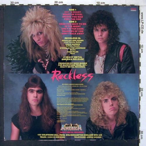 Reckless: Heart of Steel, Heavy Metall America (HMUSA6), US, 1980 Typ: LP Best.-Nr.: V3755 Preis: 9,00 Euro