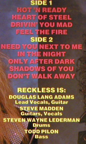 Reckless: Heart of Steel, Heavy Metall America (HMUSA6), US, 1980 Typ: LP Best.-Nr.: V3755 Preis: 9,00 Euro