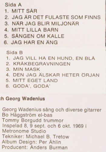 Wadenius,Jojje: God God (like new), Metronome(MLP 15350), S, 1969 - LP - V3875 - 35,00 Euro