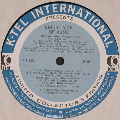 V.A.Bright Side of Music: 22 original Hits, orginal Stars, K-tel (TU230), US, 1973 Typ: LP Best.-Nr.: V3902 Preis: 7,50 Euro