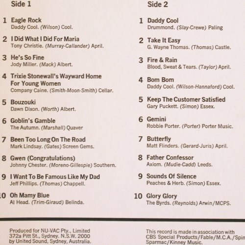 V.A.20 Chartstoppers Vol.2: Daddy Cool... Byrds, Select Rec. (US1002), AUS, 1971 Typ: LP Best.-Nr.: V3959 Preis: 7,50 Euro