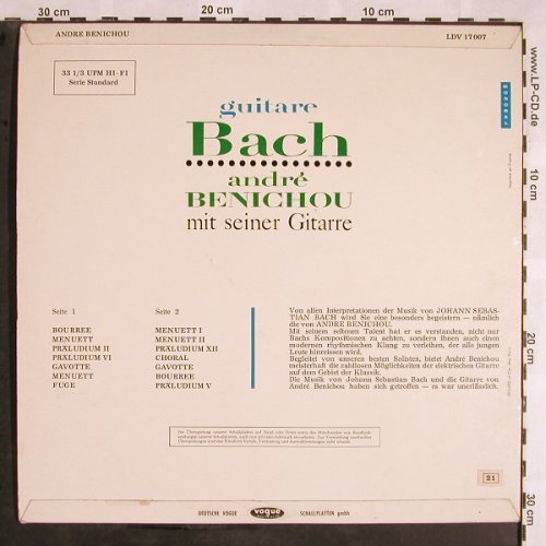 Benichou,André: Guitare Bach,Klub-Sonderauflage, Vogue(LDV 17 007), D, m-/vg+, 1960 - LP - X1388 - 20,00 Euro
