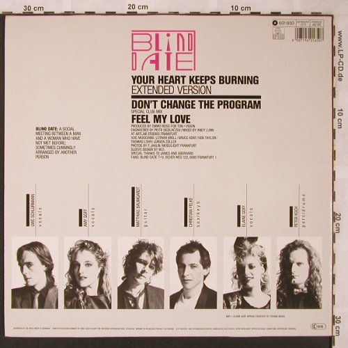 Blind Date: Your Heart Keeps Burnin ext.+2, Ariola(601 650), D, 1985 - 12inch - X2096 - 3,00 Euro