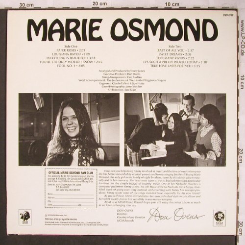 Osmond,Marie: Paper Roses, MGM(2315 262), D, 1973 - LP - X4622 - 9,00 Euro