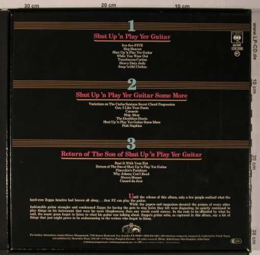 Zappa,Frank: Shut Up'n Play Yer Guitar,Box, CBS(66368), NL, 1981 - 3LP - X6236 - 27,50 Euro