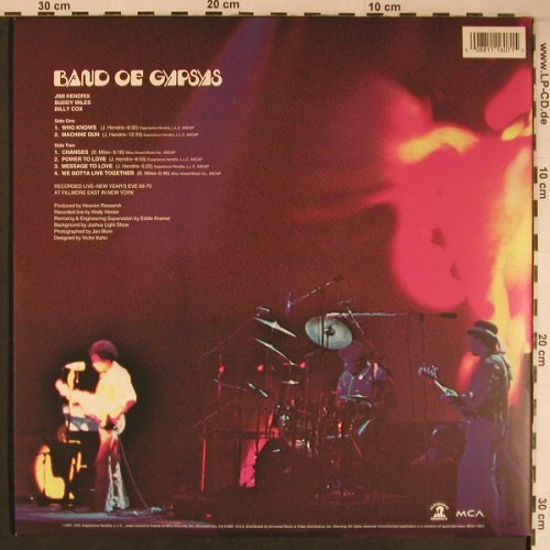 Hendrix,Jimi: Band Of Gypsys (1970), Foc,180g, MCA(MCA-11607), US, 1991 - LP - X6801 - 30,00 Euro