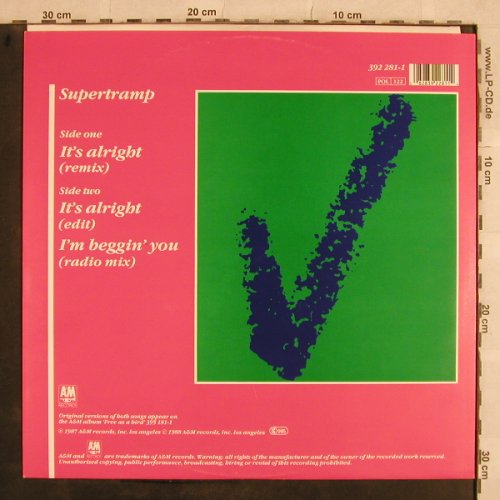 Supertramp: It's Alright(remix/edit)/I'm beggin, AM(392 281-1), D, 1988 - 12inch - X716 - 5,00 Euro