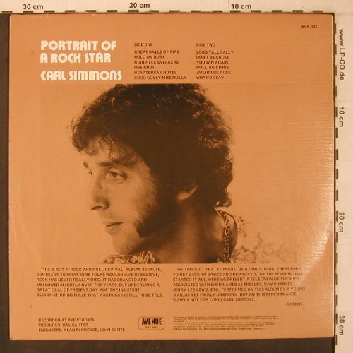 Simmon,Carl: Portrait of a Rock Star, Only Cover, Avenue(AVE.063.), UK, 1971 - COVER - X7196 - 5,00 Euro