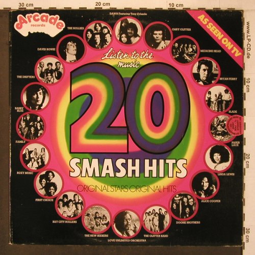 V.A.Listen to the Music-20 SmashHit: Doobie Brothers-Gary Glitter,vg+/m-, Arcade(ADE P 11), UK, stoc,  - LP - X7268 - 5,00 Euro