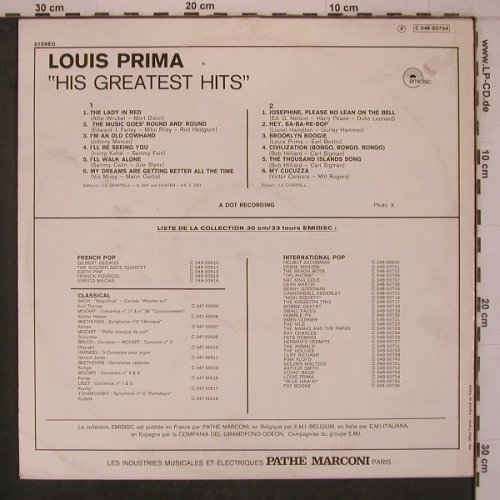 Prima,Louis: His Greatest Hits, Emidisc(2C 048-50.754), F, Mono,  - LP - X7897 - 7,50 Euro