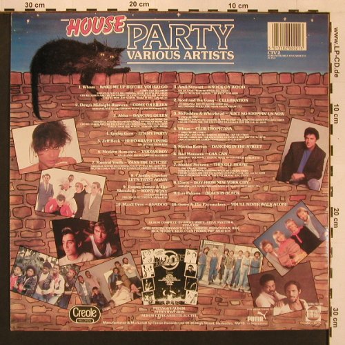 V.A.House Party: 20 Classic Dance Hits, Creole(CTV2), UK, 1985 - LP - X9058 - 5,00 Euro