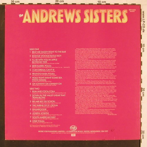 Andrews Sisters: Beat Me Daddy, Eight To The Bar, MFP(50556), UK, Mono, 1982 - LP - Y1297 - 6,00 Euro