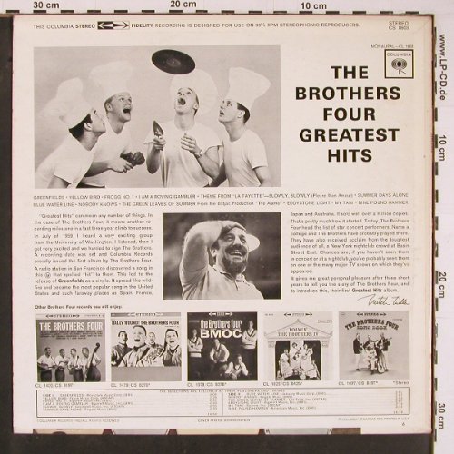 Brothers Four,The: Greatest Hits, Columbia(CS 8603), US, 1962 - LP - Y702 - 7,50 Euro