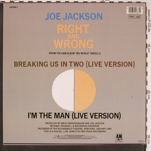 Jackson,Joe: Right And Wrong+2 live, AM(392088-1), D, 1986 - 12inch - Y957 - 3,00 Euro