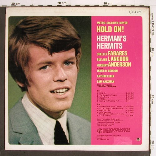 Herman's Hermits:&nbsp;Hold On ! - from Soundtrack, MGM (SE-4342ST), US, co Typ:&nbsp;LP Best.-Nr.:&nbsp;Y9935 Preis:&nbsp; 6,00 Euro