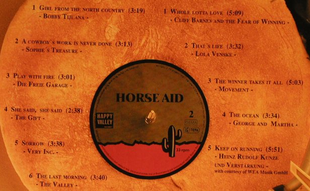 V.A.Horse Aid: Bobby Tuuana,Freie Garage,H.R.Kunze, Happy Valley(01327 08), D,VG+/VG+, 1989 - LP - H6450 - 9,00 Euro