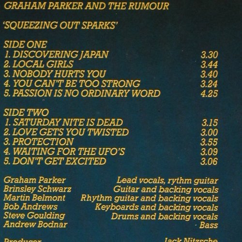 Parker,Graham: Squeezing Out Sparks, m-/vg+, Vertigo (9102 030), UK, 1979 Typ: LP Best.-Nr.: V2042 Preis: 5,00 Euro
