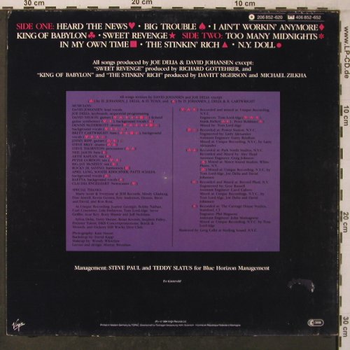 Johansen,David (New York Dolls): Sweet Revenge, Virgin(206 852-620), D, 1984 - LP - X7235 - 8,00 Euro