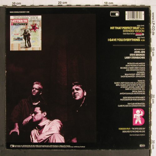 Bronski Beat:&nbsp;Hit That Perfect Beat,6:25ext+1, Metronome (886 007-1 ME), D, 1985 Typ:&nbsp;12" Best.-Nr.:&nbsp;Y9744 Preis:&nbsp; 4,00 Euro