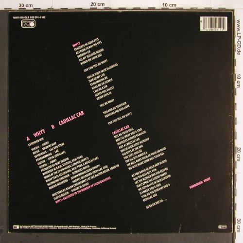 Bronski Beat:&nbsp;Why? 7:45 ext.mix / Cadillac Car, Metronome (882 014-1 ME), D, 1984 Typ:&nbsp;12" Best.-Nr.:&nbsp;Y9826 Preis:&nbsp; 4,00 Euro