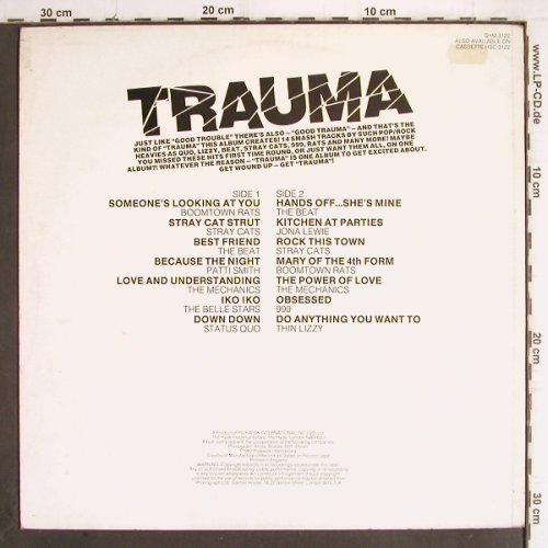 V.A.Trauma:&nbsp;Belle Stars, Stray Cats, 999.., Pickwick (SHM 2122), UK, 1982 Typ:&nbsp;LP Best.-Nr.:&nbsp;Y9995 Preis:&nbsp; 5,00 Euro